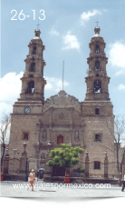Frente de la Iglesia de la Catedral en la zona centro de Aguascalientes, Ags. México